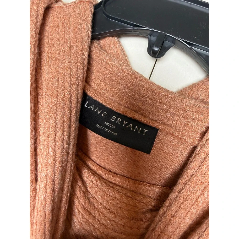 Lane Bryant Cowl Neck Tunic Sweater‎ Coral Ribbed Knit Plus Size 18/20